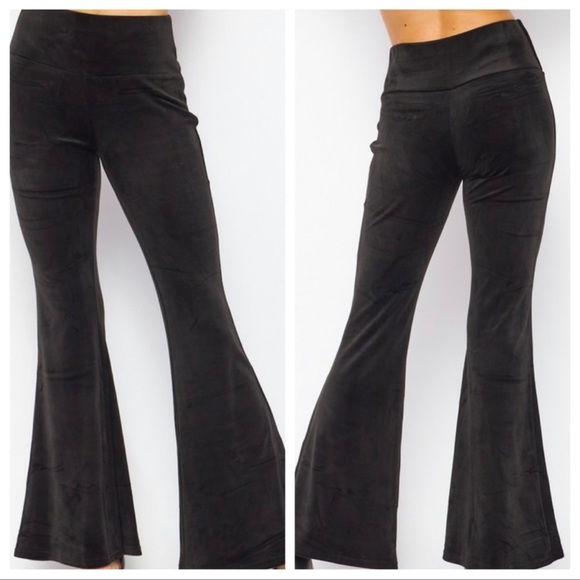 #14 Modern Velour Must Have Black Bell Bottoms pants - Picture 3 of 5